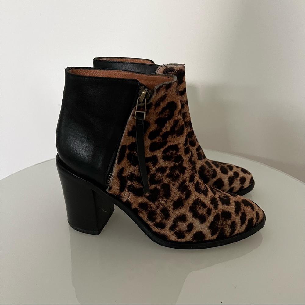 Madewell Calf Pony Hair Leopard Print Boots 7.5